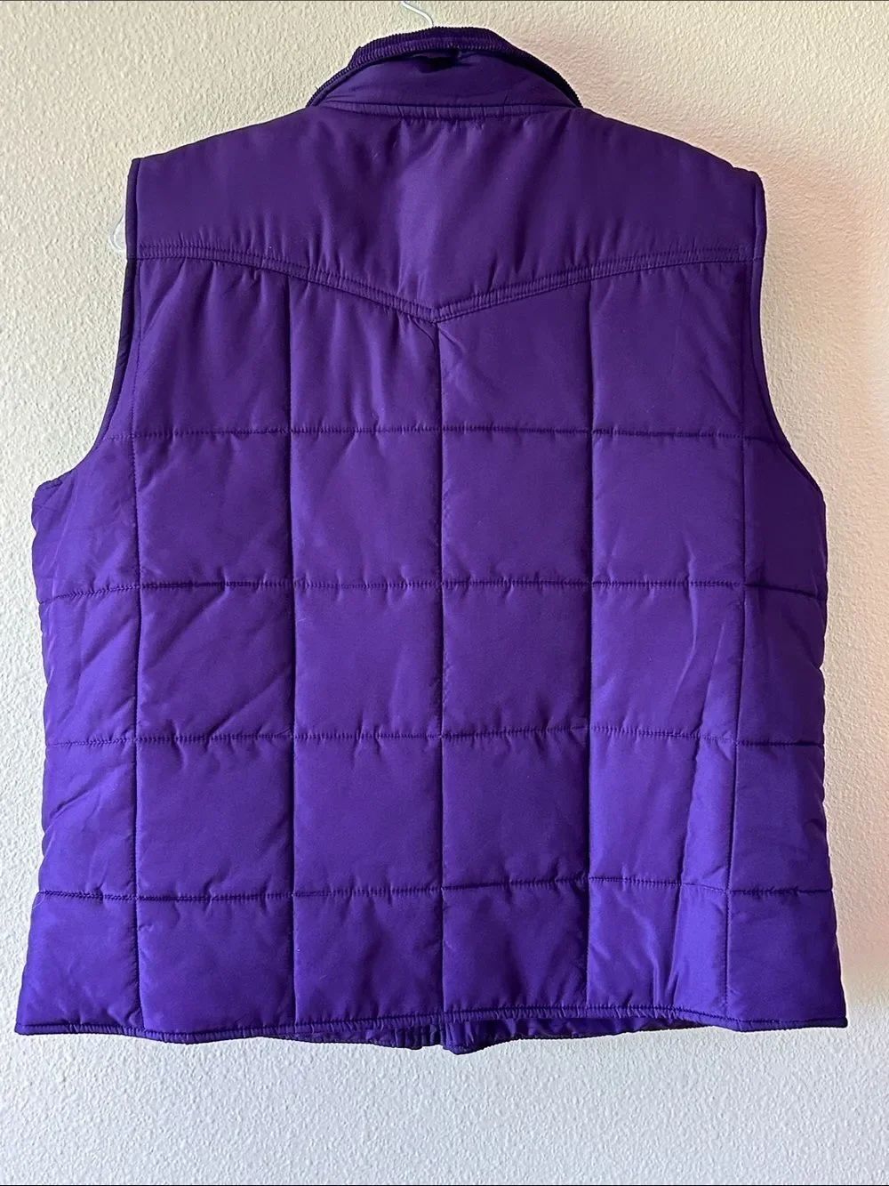 Chaps Quilted Purple Puffer Vest with Corduroy Collar - Picture 6 of 7